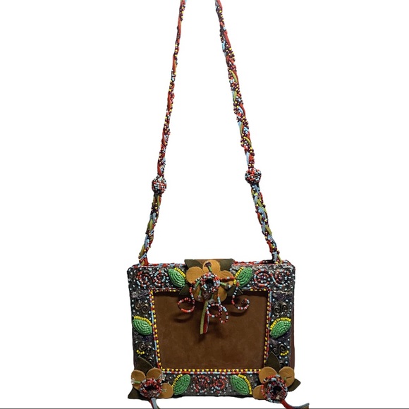 Mary Frances embellished beaded handbag with brown suede beaded strap - Picture 5 of 10